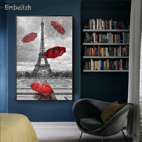 Embelish 1 Pieces Large Size Wall Posters For Living Room Tower With Flying Umbrellas HD Canvas Painting Home Decor