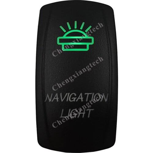 3 Pin SPST On Off Rocker Switch - NAVIGATION LIGHT- Car Boat Marine Up Green & Down Blue Led Toggle Switch for Carling Narva
