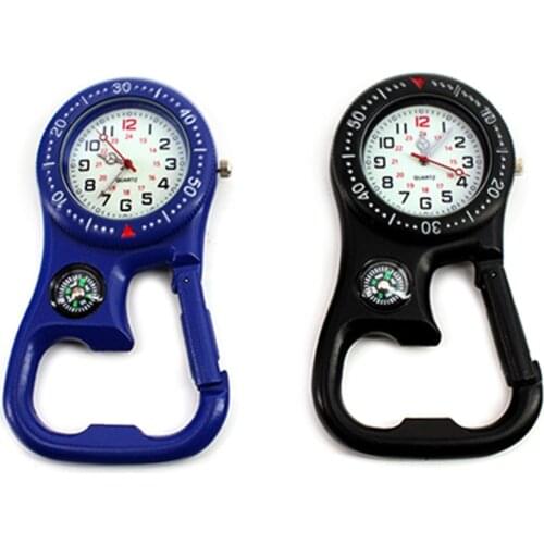 Shellhard Clip-On Carabiner Luminous Face Backpacker FOB Watch With Compass Bottle Opener For Mountaineering sports equipment
