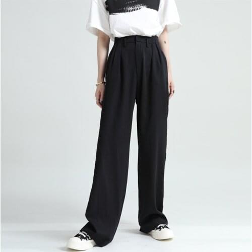 Johnature 2021 New Casual Women Clothing Full Length Suit Pants Summer Solid Color Loose Pockets Zippers Straight Pants