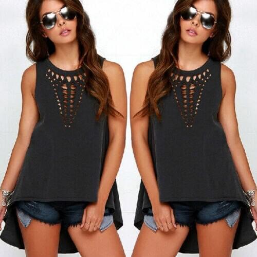 2019 Summer Top Vest Summer Clothes Women Summer Lace Vest Top Sleeveless Blouse Casual Tank Hollow Loose Tops T-Shirt Beachwear