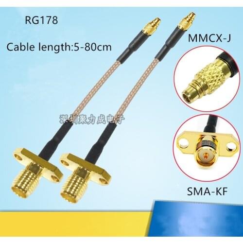 1pcs MMCX-J to SMA-KF inner needle RF coaxial cable 2 hole MMCX to SMA-KF extension cable 5-80cm cable length adapter cable