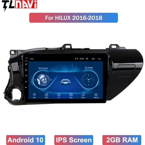 10.1" Android 10 Radio for 1TOYOTA HILUX 2016 2017 2018 Left hand Driver with Bluetooth GPS Navigation USB FM SWC DVR OBD