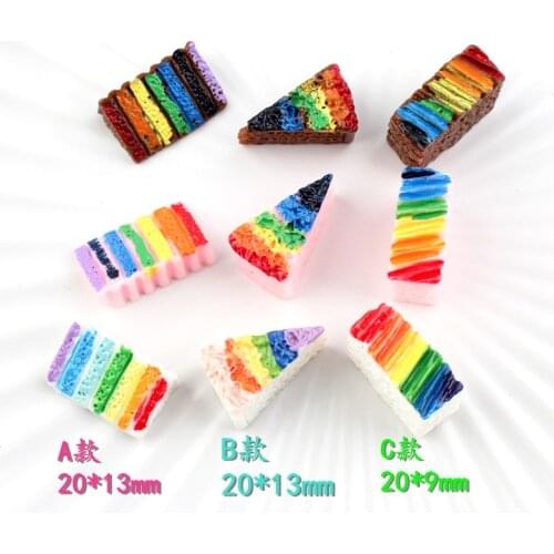 10pcs Mixed lot DIY resin rainbow color cake charms pendants kawaii cabochon ornament craft decoration fashion jewelry making