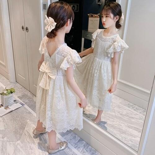 2021 New Girls Dress Summer Floral 12 14 Years Old Princess Costume Cute Party Bow