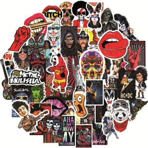 50 PCS Rock And Roll Funk for Car Styling Bike Motorcycle Phone Laptop Travel Luggage Cool Funny Sticker JDM Decal