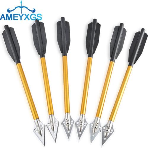 6/12/24pcs 6.7inch Archery Aluminum Bolt Arrows Golden Broadhead Sharp Hunting Arrow for Outdoor Shooting Practice Accessories