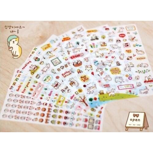 6pcs/set Cute Cats PVC Sticker / Multifunction Cartoon DIY Sticker / Diary label / Sign post/ children stationery stickers