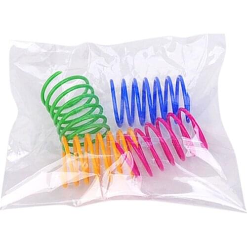8PCS Pet Cat Spring Toy Plastic Wide Durable Interactive Colorful Springs Cat Playing Toys Kitten Pet Products Accessories Set