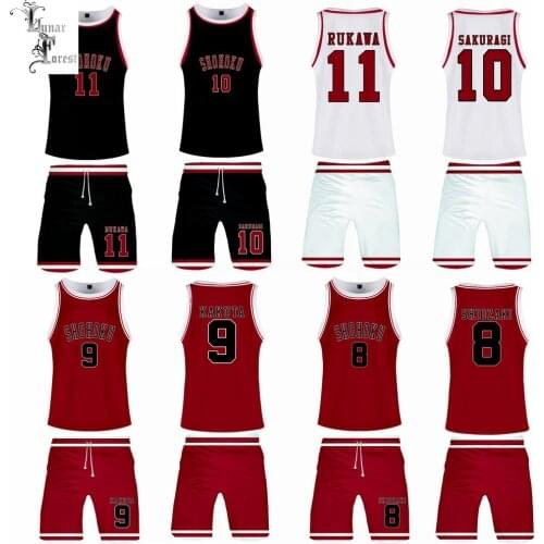 Anime SlamDunk Team Uniform Cosplay Costumes Shohoku Sakuragi Basketball Jersey Tops Shorts Sport Wear School Basketball Adults