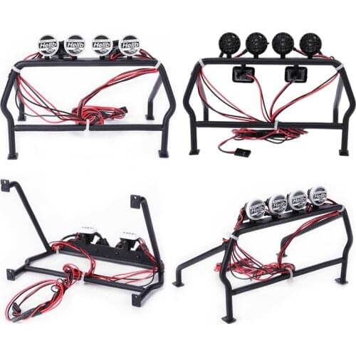 Car Light Metal Roll Cage Bucket with 6 LED Light Metal Barrel Cage for RC 1/10 Remote Car Parts Accessories With Ground Surface