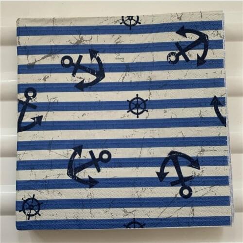 Decoupage wedding servilletas vintage napkins paper cute tissue beautiful blue sea Anchor kids boy birthday party towel decor 20