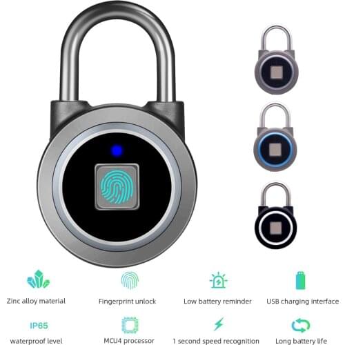 Keyless Electronic Smart Door Lock Wireless Fingerprint Padlock Bluetooth APP Aluminum Alloy Quick Unlock