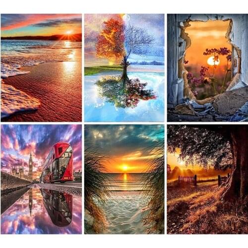 GATYZTORY 5D Diamond Painting Nature Scenery Pictures Of Rhinestones Diamond Embroidery Cross Stitch Mosaic Home Decor Best Gif