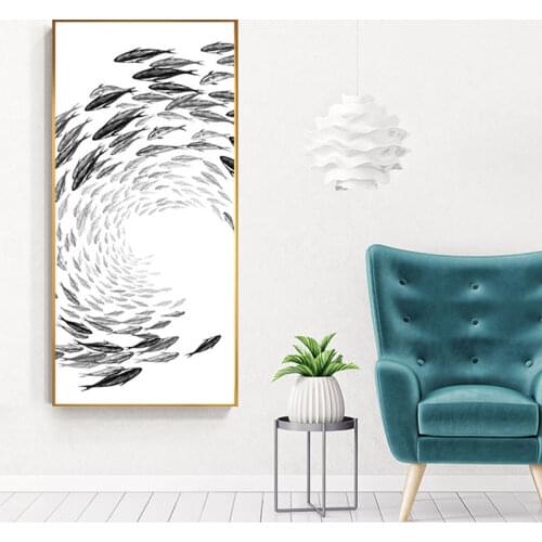 Japanese Style Fish Canvas Painting Huge Size Wall Art Picture for Living Room Aisle Entrance Zen Poster Print Cuadro Decoration