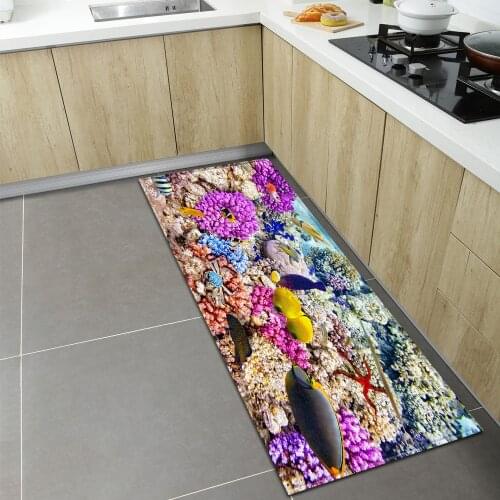 Kitchen Carpet Home Entrance Doormat Bedroom Hallway Childrens Bedside Decoration Rug 3D Ocean Balcony Bath Anti-Slip Floor Mat