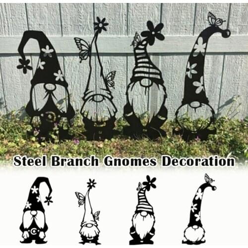Sturdy Branch Gnomes Garden Pile Silhouette Decoration Acrylic Tree Art Metal Gnomes Decorative Signs Outdoor Garden Ornaments