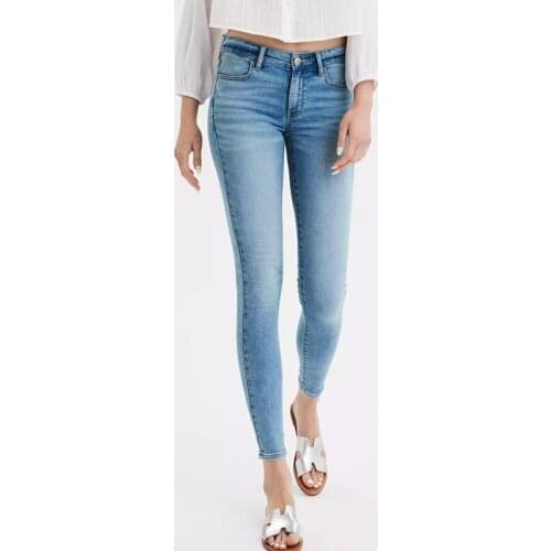 Summer women fashion slim water wash bleached skinny jeans female high waist anke length casual denim bottom pants