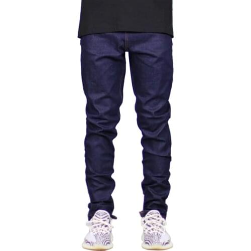 Men Jeans Stretch Denim Dark Blue Skinny Zipper Causal Jeans Y5038