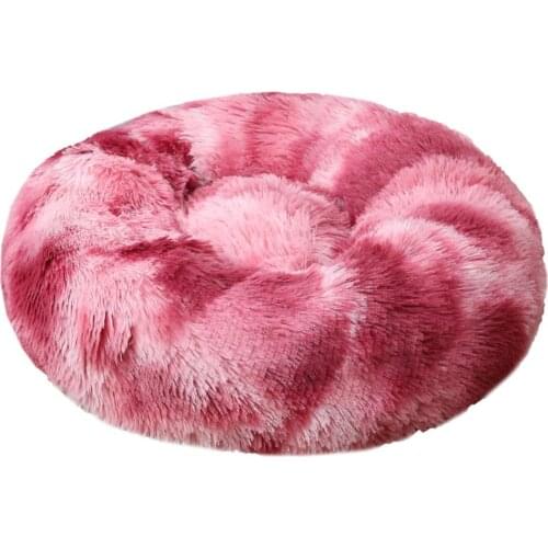 Super Soft Pet Bed Kennel Dog Round Cat Winter Warm Sleeping Bag Long Plush Puppy Cushion Mat Portable Cat Supplies 46/50/60cm