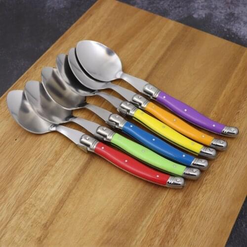 Jaswehome 6pcs 22cm Laguiole Stainless Steel Big Spoon Set Restaurant Bar Scoop Dinnerware Sets Soup Dessert Spoon