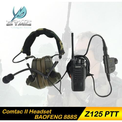Z 041 Earphone Element Z-Tactical Comtac II Airsoft Paintball Hunting Z-TAC Headset With Z125 PTT kenwood With Radio Set