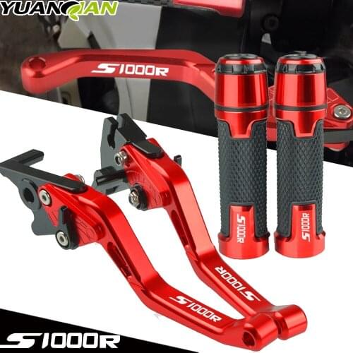 New Motorcycle Adjustable Folding Extendable Brake Clutch Levers Handlebar + Handle Hand Grips For BMW S1000R S 1000 R 2015 2016