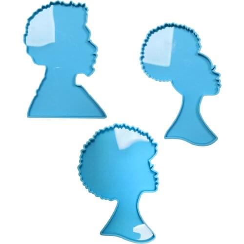 New African Female Head Silicone Mold DIY Black Man Shaped Resin Tray Mould Decorative Keychain Mold Coaster Casting Mold