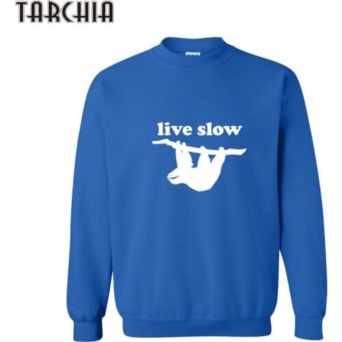 TARCHIA 2021 New Autumn Spring Sweatshirts Men LIVE SLOW Print Casual Hoodies Cotton Sportswear Pullovers Hip Hop Sweatshirt