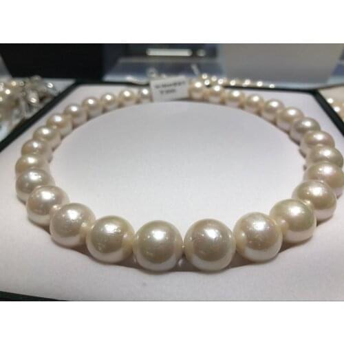 Big 13-17mm natural freshwater Baroque pearl necklace round light womens necklace 925 Silver clasp 18inch