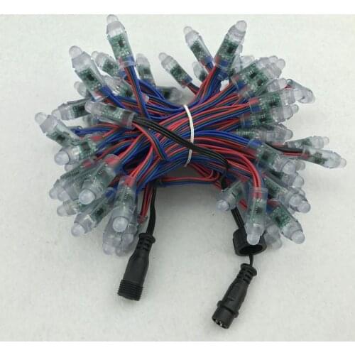 100pcs/set DC12V addressable 12mm WS2811 led smart pixel node,RGB full color;RGB 18AWG color wire,IP68;with 13.5mm pigtail