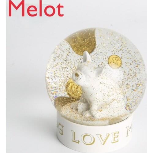 Daily Gold Crystal Ball Cute Bulldog Desktop Decoration