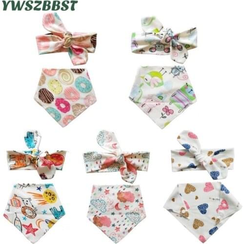 Baby Girls Headbands Cartoon Hairbands Baby Bibs Kids Children Turban Boys Girls Hair Band Bib Photo Props Headwear Accessories