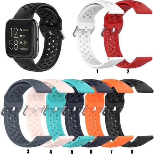 Soft Rubber Watchbands Men Women 23mm Sport Diving Watch Band Strap Silver Metal Buckle For Fitbit versa2 versa lite Breathable