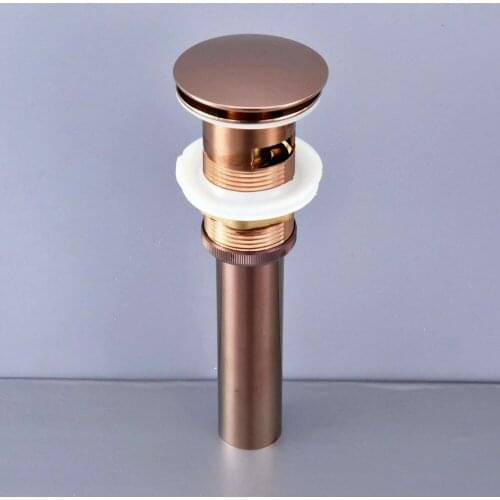 Luxury Rose Red Gold Color Polished Brass Pop Up Bathroom Sink Basin Waste / Drain With Overflow asd075