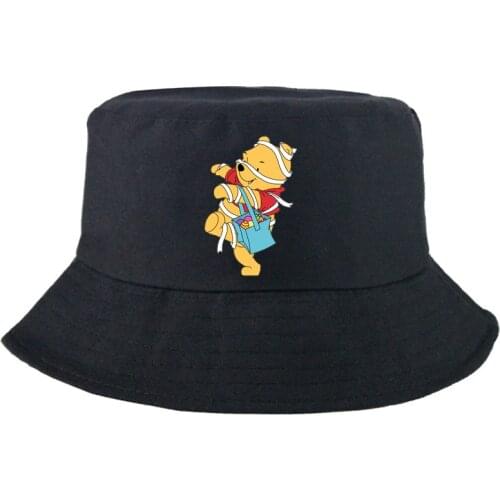 Disney Winnie the Pooh Fishing Hat Outdoor Cartoon New Bucket Hat Graphic Sunbonnet Double-sided Cute Panama Cap Man Women Kids
