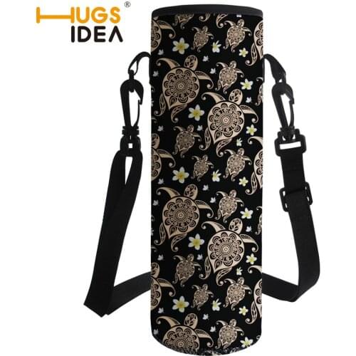 HUGSIDEA 1000ML Sea Turtle Printed Sport Water Bottle Cover Bags Insulated Water Bottle Carrier Bag Shoulder Strap Bottle Sleeve