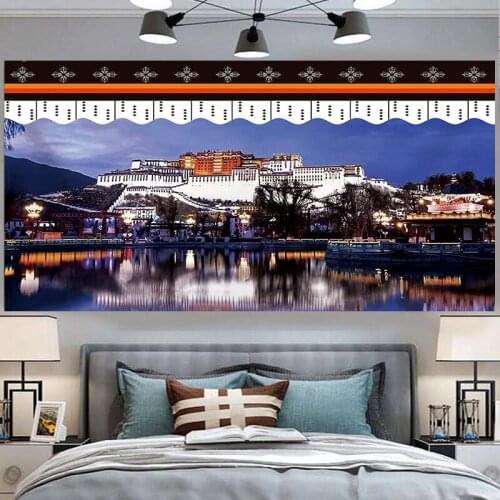 Tibet Potala Palace Wall Hanging Tapestry 3D Print Blanket Cloth Trippy Tapestries Tenture Murale Buddhist Believers Decoration