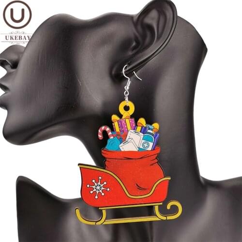 UKEBAY New Wood Earrings Fashion Gothic Earrings Christmas Accessories Wooden Jewelry Big Earring Party Jewellery Wholesale