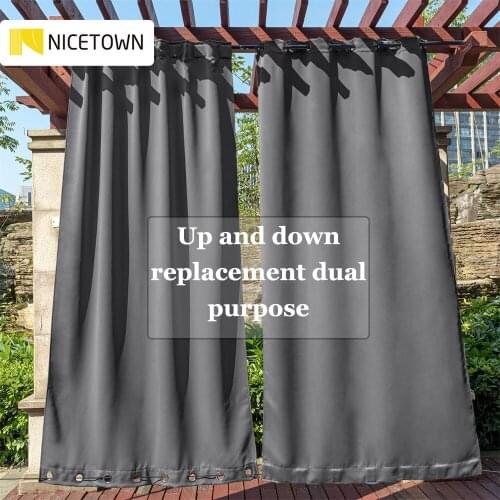NICETOWN Outdoor Curtain Drape Blackout Light Blocking Fade Resistant with Back tab and grommet Rust-Proof for Porch&Beach&Patio