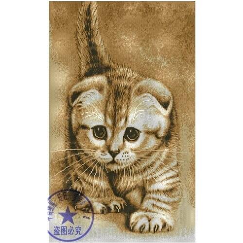 Top Quality Lovely Nostalgic Counted Cross Stitch Kit Cute Lovely Kitty Cat Pet Animal