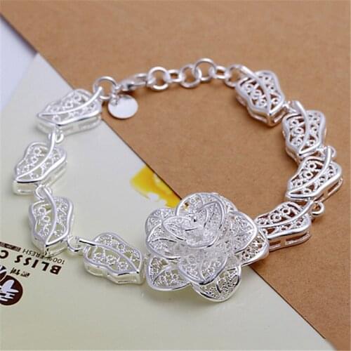 Beautiful fashion silver color charm flower bracelets for women Good quality Gorgeous jewelry H244 priced direct holiday gift