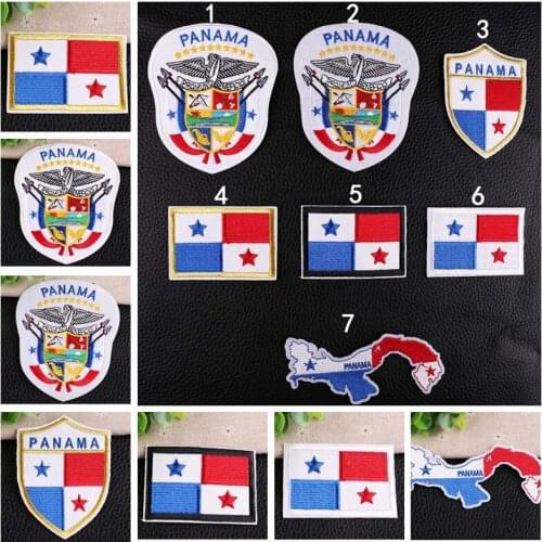 1PCS PANAMA Flag National Emblem Embroidered Patches Iron on Clothes Coat Bags Diy Garment Stickers Appliques Accessories Badge