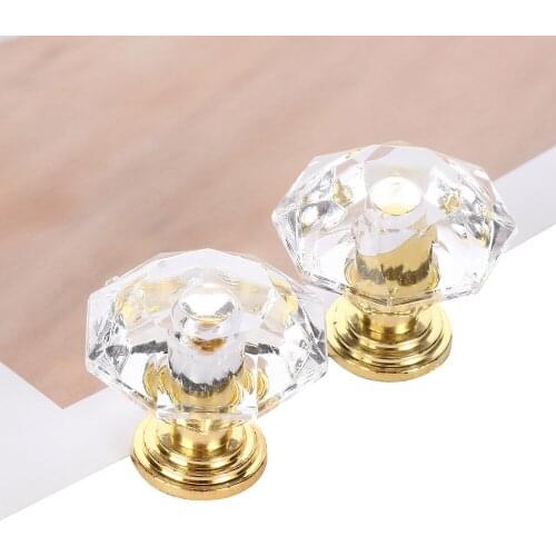 10Pcs Acrylic Crystal Knobs Cupboard Drawer Pull Handle Door Knob Diamond Shape Cabinet Knob Home Furniture Accessory No Screws