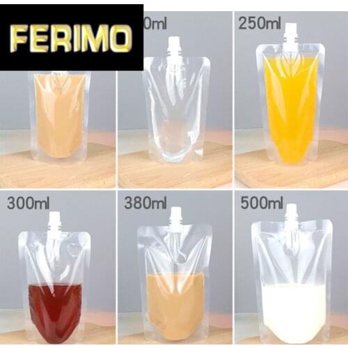 100 Pack, Stand-up Plastic Drink Packaging Bag Spout Pouch for Beverage Liquid Juice Milk Coffee