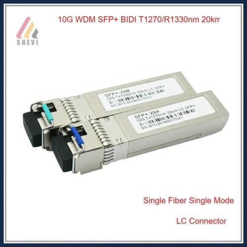 10G WDM SFP+ BIDI 1270/1330nm 20km, LC SFP+ Transceiver 10Gigabit Single Fiber Single Mode Module with LC Connector 1pair
