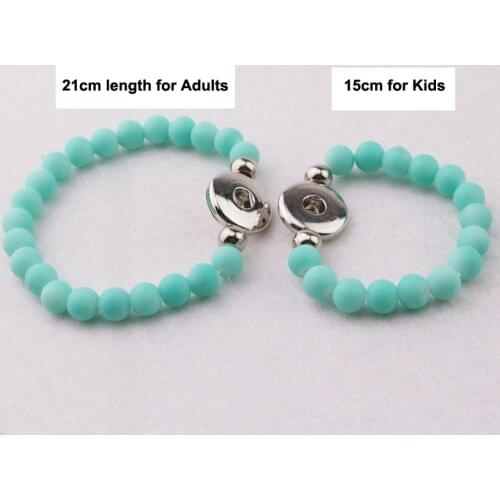 2pcs /1set hot sale mother and children kids colorful rubber beads elastic bracelets 18mm button snap bracelets ginger snaps