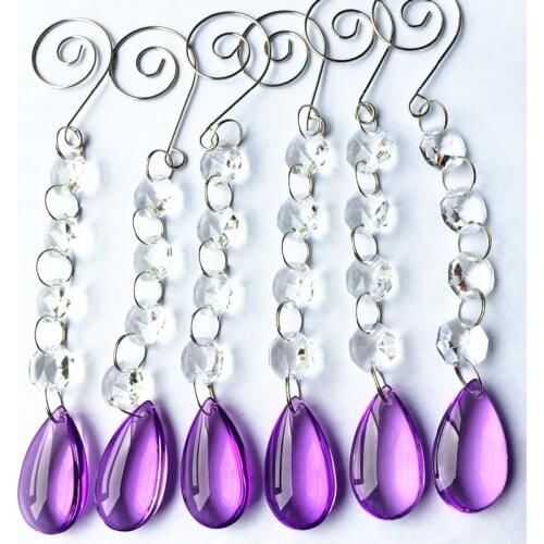 20PCS 170mm purple and clear crystal glass garland strands for chandelier pendants,lighting suncatcher hanging parts decoration