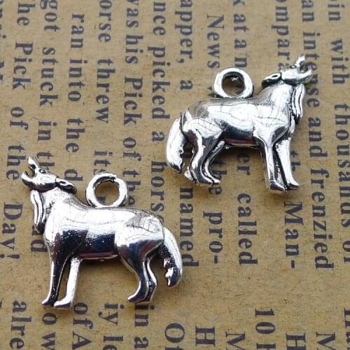20PCS/Lot 14mm*18mm Antique Silver Color Wolf Charms Pendant For Jewelry Making DIY Jewelry Findings