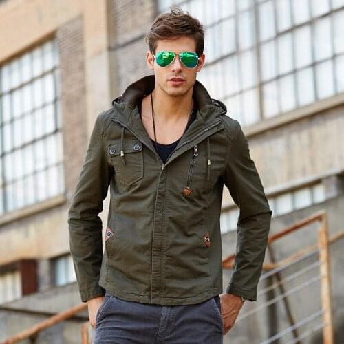 2021 Men Military Pilot Jackets Autumn Brand Hooded Casual Slim Fit Army Cargo Jackets Men Windbreaker Coats Plus Size 4XL